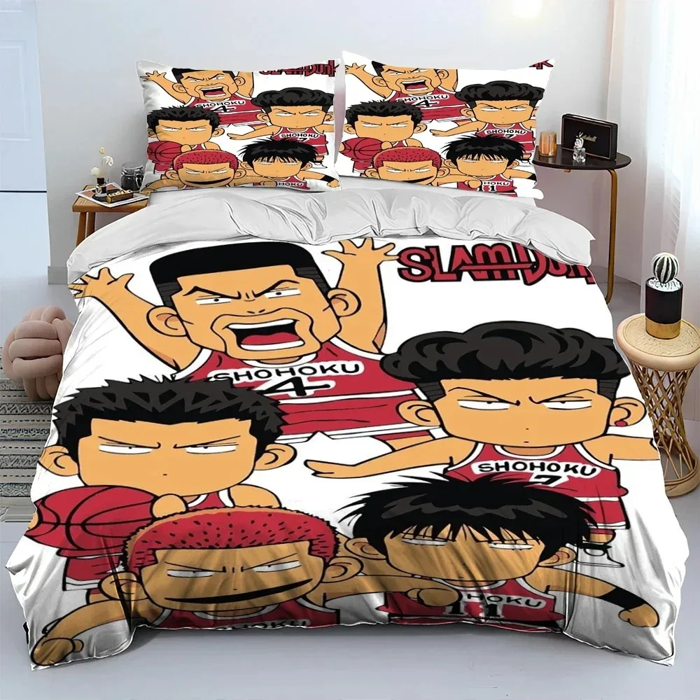 Slam Dunk Japan Anime Cartoon Comforter Bedding Set,Duvet Cover Bed Set Quilt Cover Pillowcase,King Queen Size Bedding Set Kids