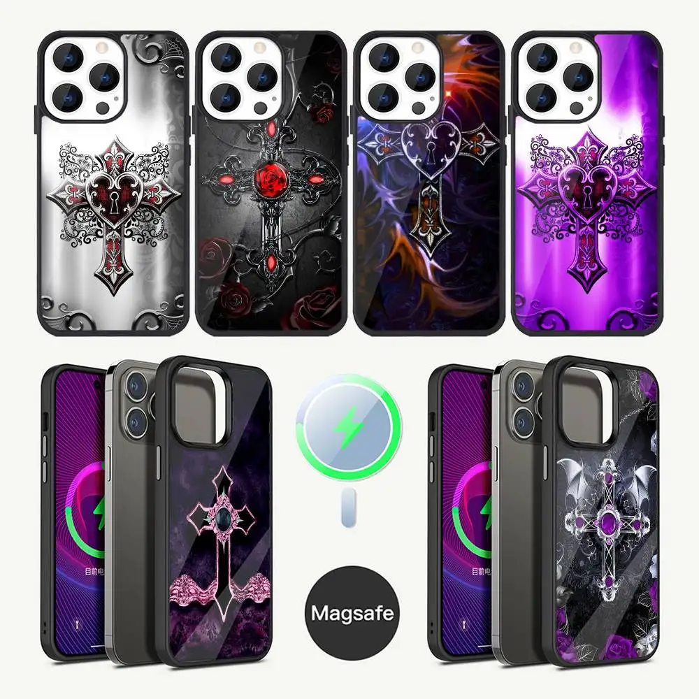 

Gothic Cross Skull Y2K Phone Case For iPhone 17,16,15,14,13,12,11,Plus,Pro,Max Mini Magsafe Magnetic Wireless Charging