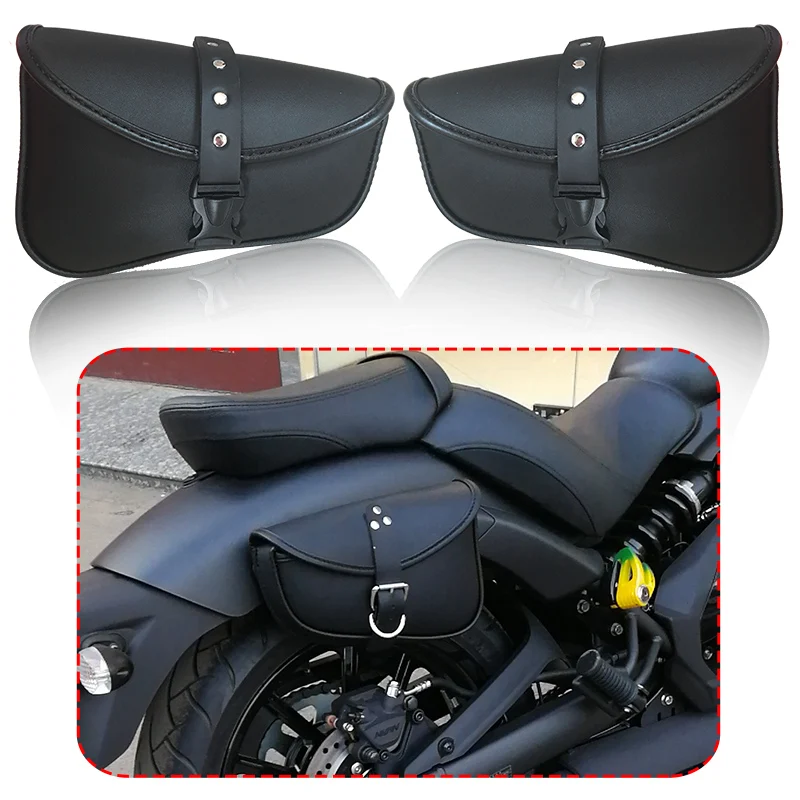Black Synthetic PU Leather Left Right Side Motorcycle Saddle Bags For  Sportster Motor Saddlebag To Store Tool