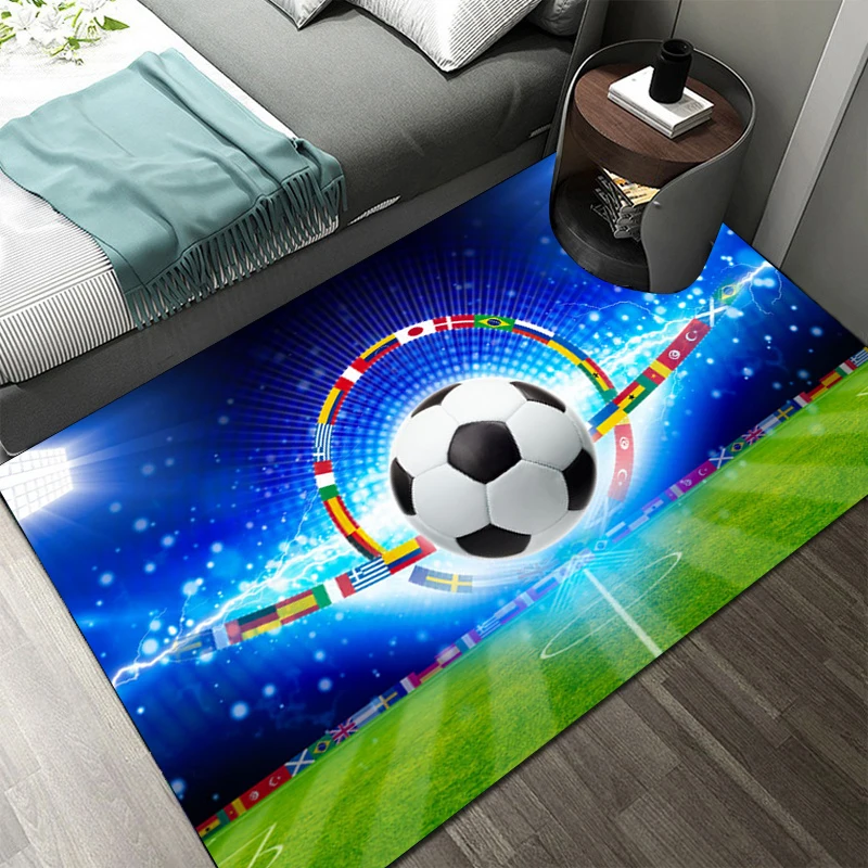 Football Carpet and Rugs Bedroom Living Room Kids 3D Soccer Field Printed Pattern Rug for Children's Play Floor Mat Decoration