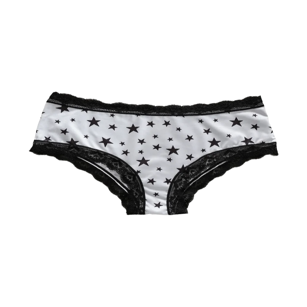 Mid Waist Women's Panties Gothic Style Halloween Skull Skeleton Briefs Star Flower Butterfly Lace Triangle Underwear