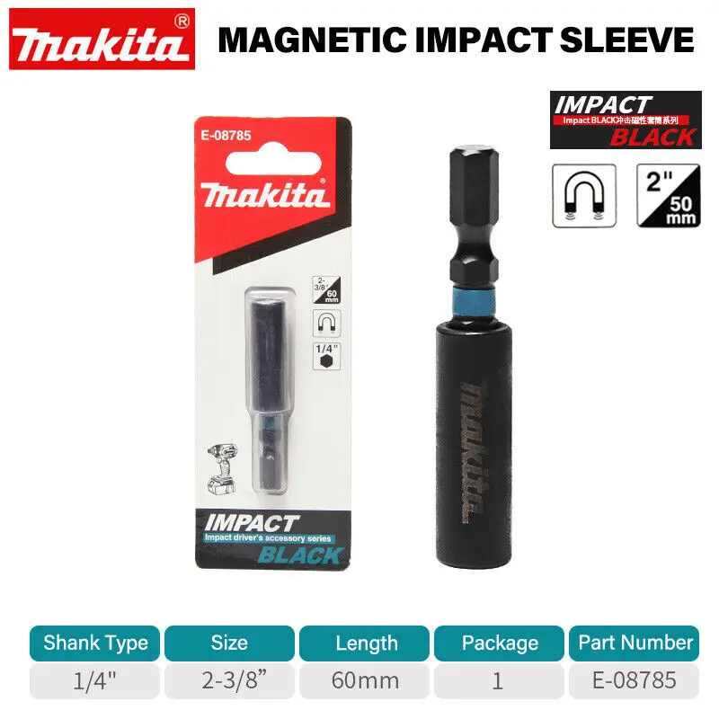 Makita Impact Magnetic Sleeve Bit Set Socket 6mm/8mm/10mm/13mm Hexagon Shank Extension Quick Change Bit Holder Black Series