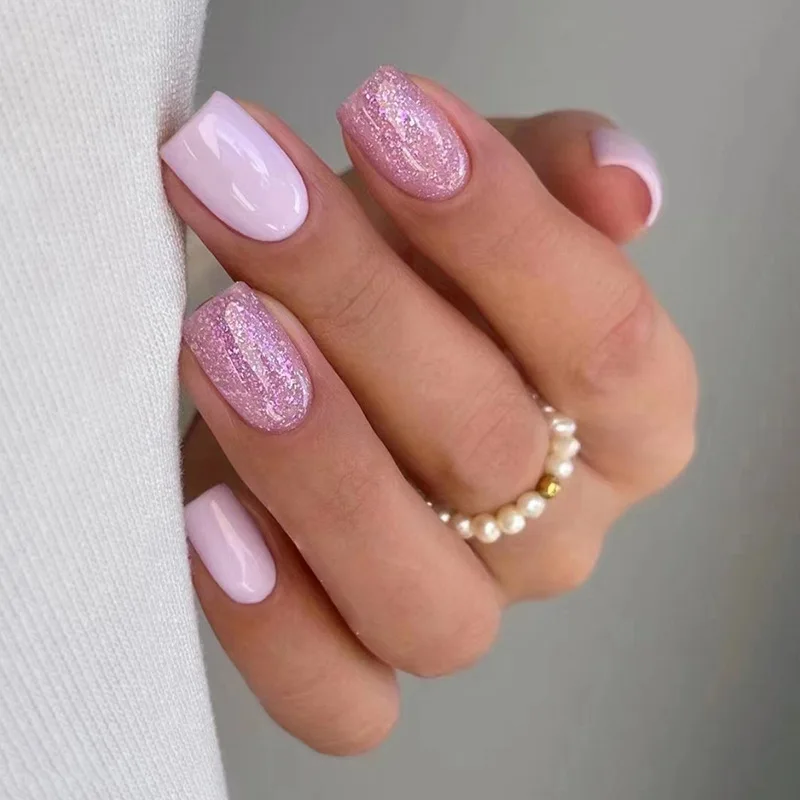 

Pink Glitter Sequins Gentle Girl Manicure Pieces Simple Fashion High-end Environmental Protection Wear Armor