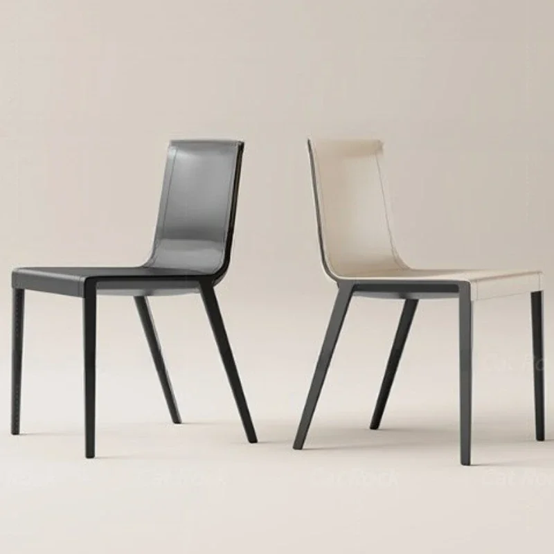 Dining chair is very simple, modern household, saddle leather backrest medieval chair