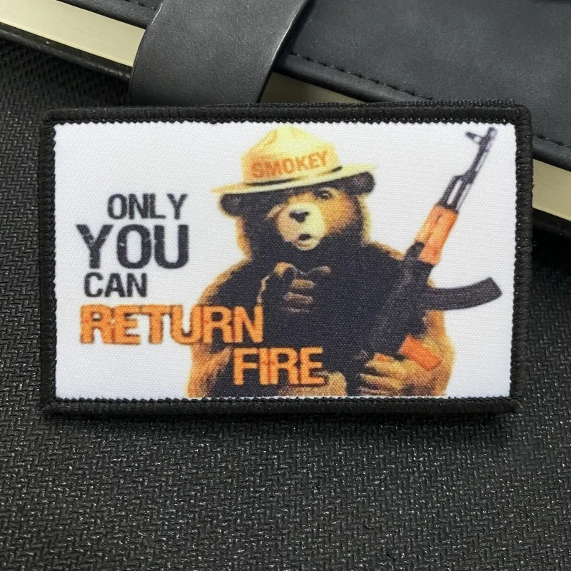 بقع عسكرية تكتيكية للملابس وملصقات حقيبة الظهر ، تحمل فقط يمكنك إرجاع شارة الروح المعنوية للحريق ، هوك وحلقة بندقية AK كيوبيد الملاك #3