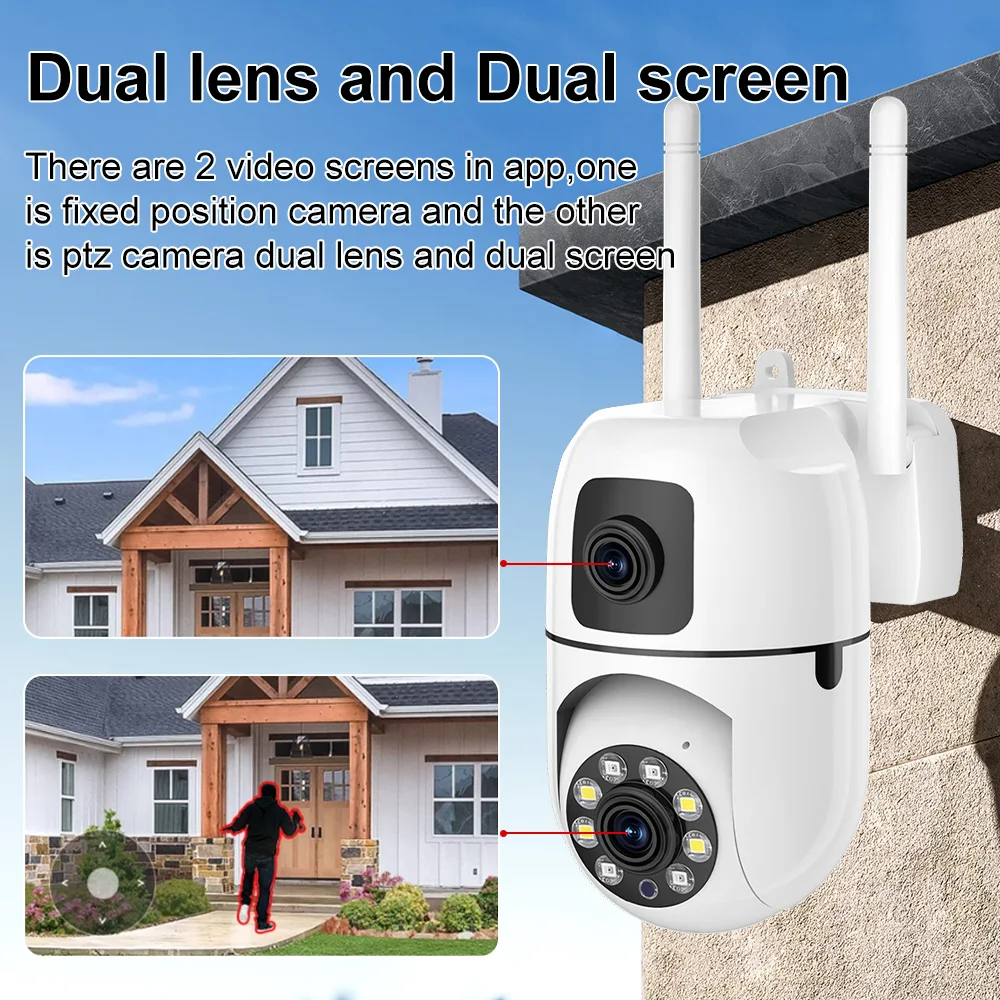 4K 8MP HD Smart Nachtzicht Wifi Camera PTZ Buiten Dubbel Scherm Menselijke detectie Dubbele lens IP Beveiliging Cam O-Kam pro