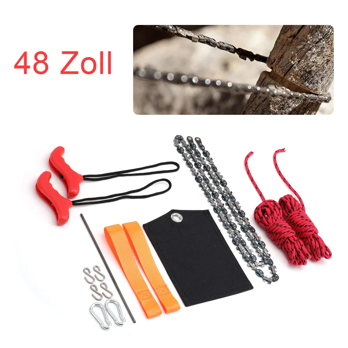 Tragbare Zugsäge 48 Zoll Handgeführte Drahtsäge Outdoor Survival Handkettensäge Multifunktions-Taschenkettensäge – Detail 6