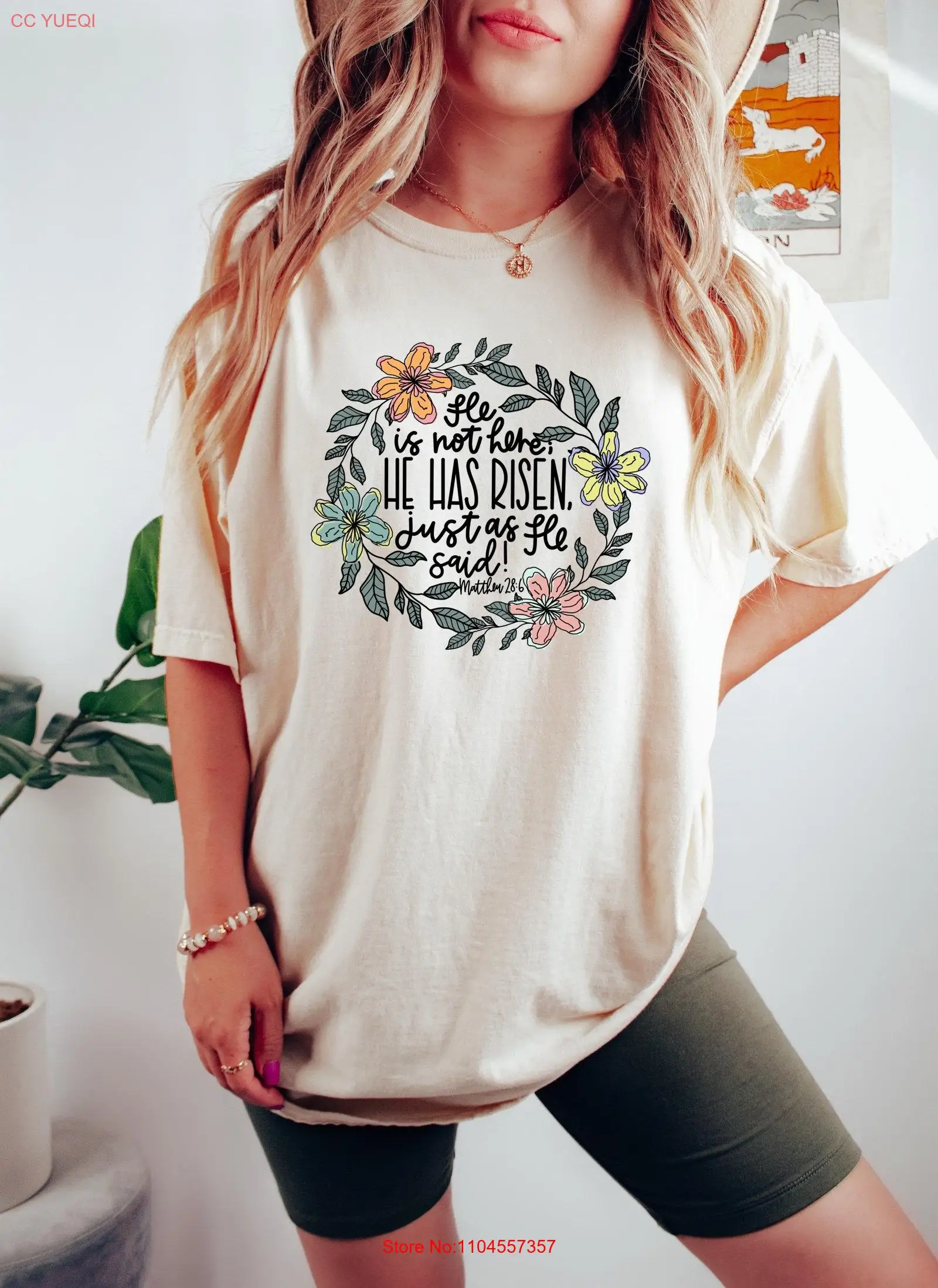 He Has Risen T Shirt Christian Easter Is Not Here Just As Said Sweater Religious Women  long or short sleeves