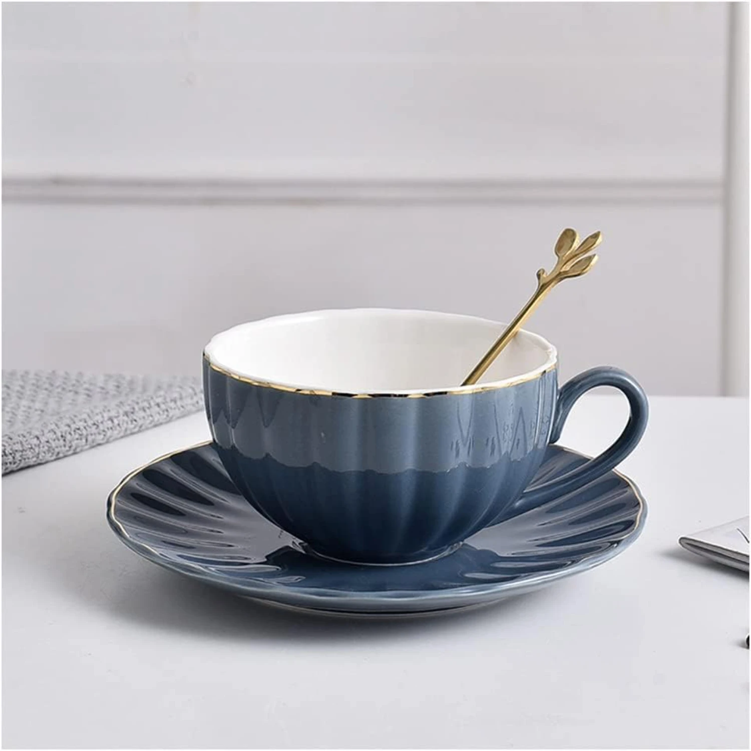 

Set of stylish and elegant ceramic coffee cups and saucers, perfect for lovers of tea and latte. High-quality espresso and tradi