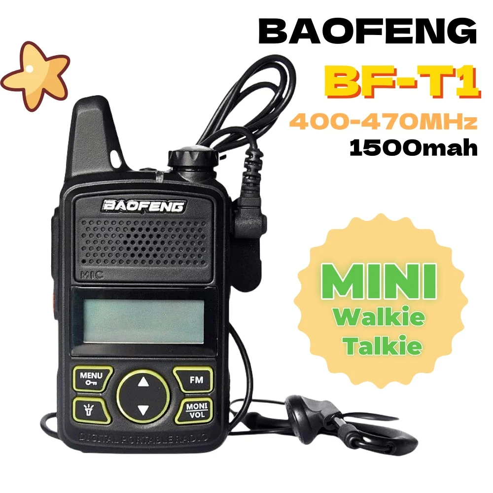 Original Baofeng BF-T1 MINI Walkie Talkie UHF 400-470MHz USB Charger Portable Two Way Radio 20 Channel UHF Transmitter FM Radio