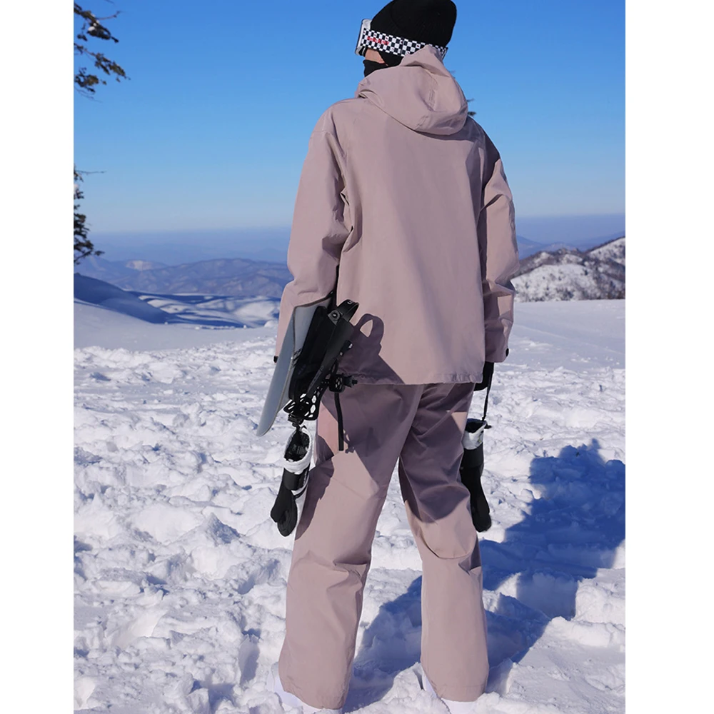 -30 ℃   سترة + السراويل بدلة تزلج النساء سماكة على الجليد الإناث وزرة الشتاء يندبروف مقاوم للماء تنفس الملابس التزلج