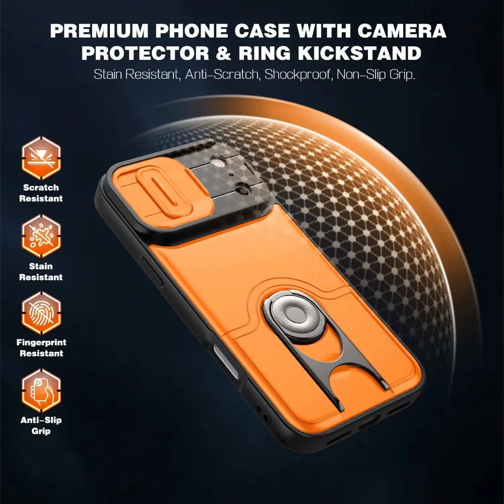 Heavy Duty Case for iPhone 17 Pro 17 16 15 14 13 12 Pro Max Plus Slide Camera Lens Finger Ring Bracket Shockproof Anti-Drop Case view 5