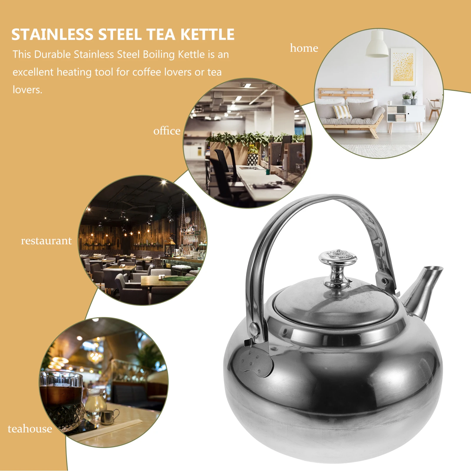 

Ergonomic Handle Stainless Steel Tea Cold Pot Heatproof Water Kettle For Home Picnic Travel Easy Pour Spout Wide