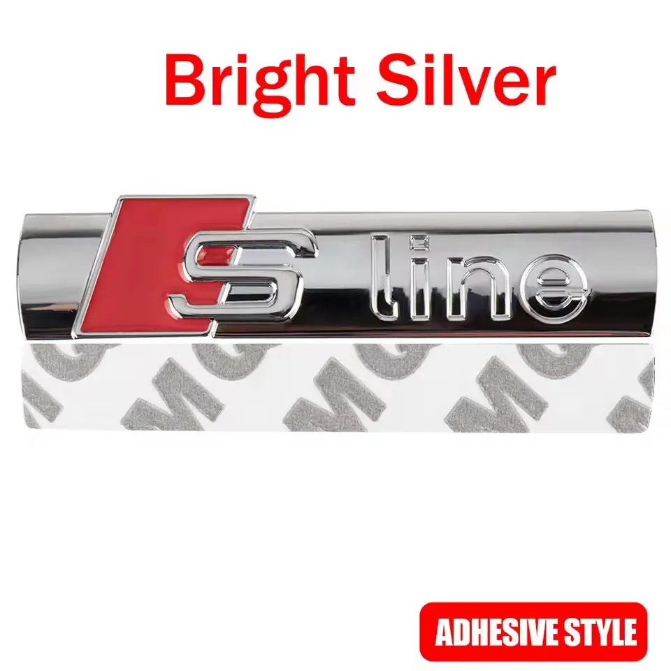 1 Stück 3D Logo Auto Frontgrill Abzeichen Aufkleber Metall S Line Emblem für Audi Sline RS A3 A4 A5 A6 A7 A8 S3 S4 Q2 Q3 Q5 RS3 RS5 RS6
