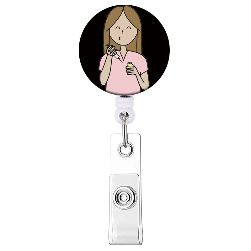 1PC Krankenhaus Krankenschwester Versenkbare Abzeichen Clip Arzt ID Karte Halter Reel für Namensschild Abzeichen Halter Bürobedarf Schnalle – Detail 38