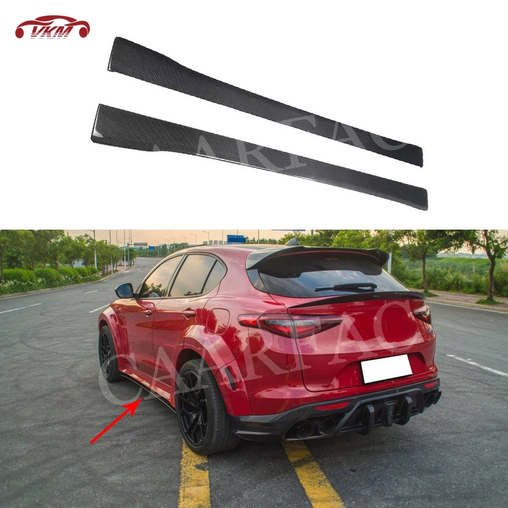 

2PCS/Set Carbon fiber / FRP Side Skirts Door Under Plate Cover Aprons For Alfa Romeo Stelvio 2017 2018 2019 Exterior Decoration