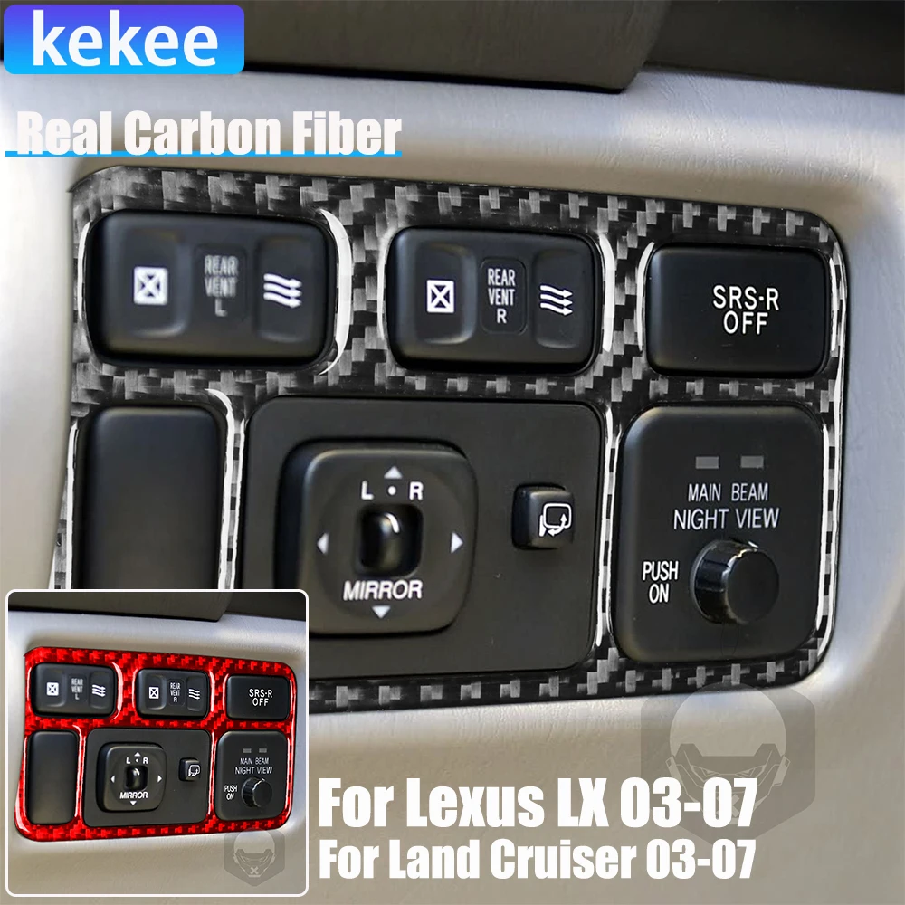 

Настоящее углеродное волокно, автомобильные аксессуары, накладка на переключатель фар, мягкая наклейка для Lexus LX для Toyota Land Cruiser 2003-2007
