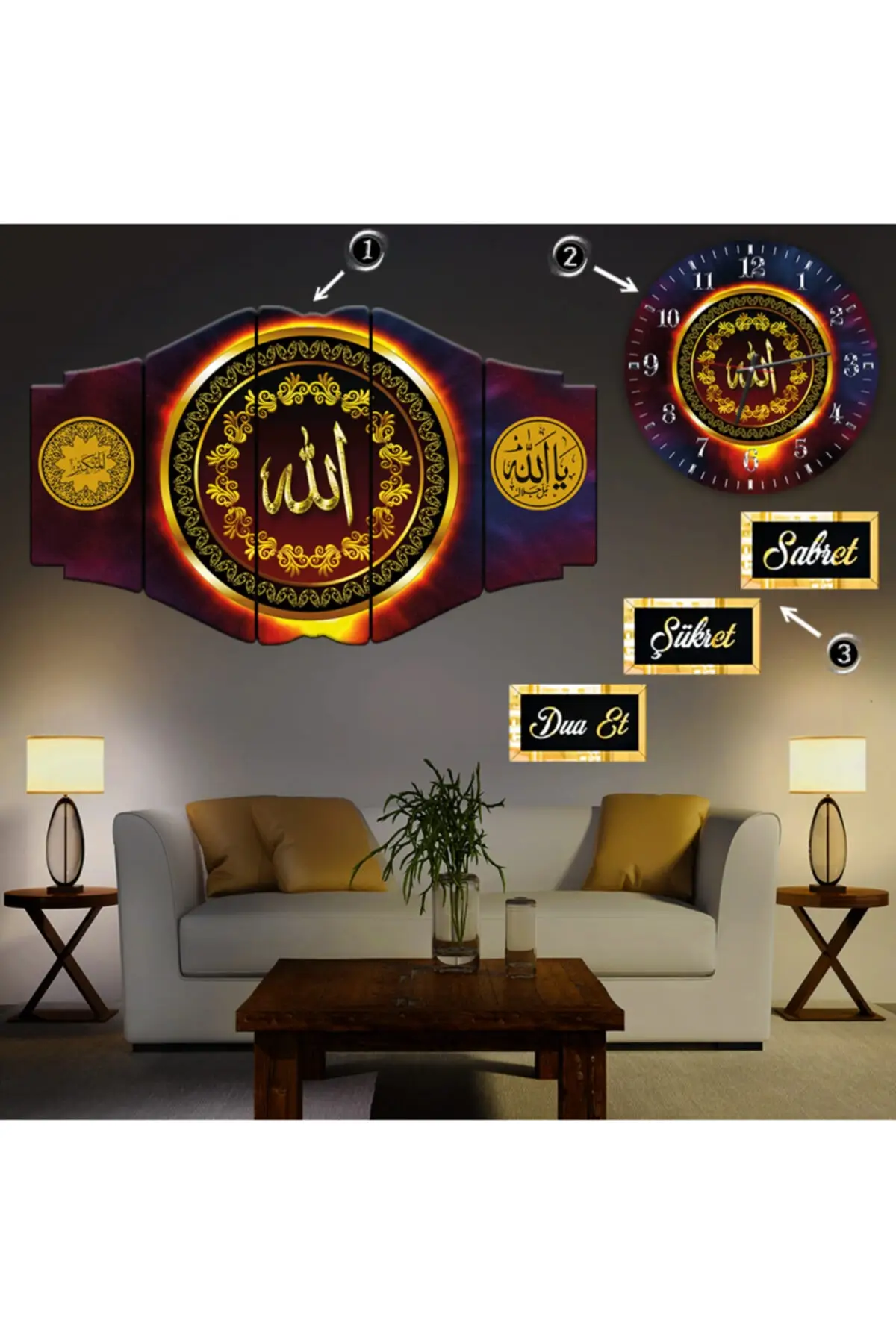 DOLBOVI zehir legend 3-piece Mdf religious table + wall clock + Sabret-pray