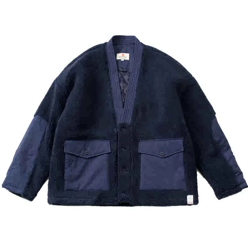 

Autumn/Winter Japanese Men's Retro Style Lamb Fleece Robe Cotton Warm Coat Loose Winter Jacket Men's and Women's