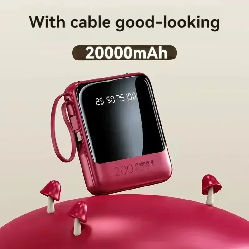 Comes with a 4-Wire Power Bank, Compact, Lightweight, Large Capacity, Fast Charging, Universal Mobile Power Bank, 20000mAh