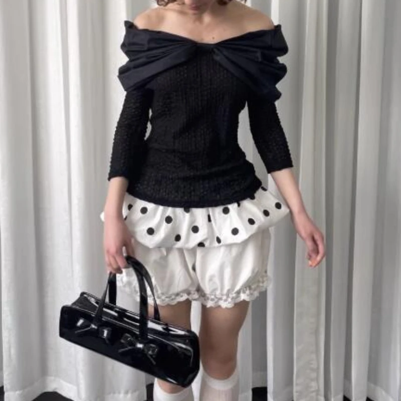 Deeptown Vintage Polka Dot Mini Skirt Women Y2k Korean Style Sweet Short Skirts Harajuku Elegant Fashion Streetwear Ruffle Skirt