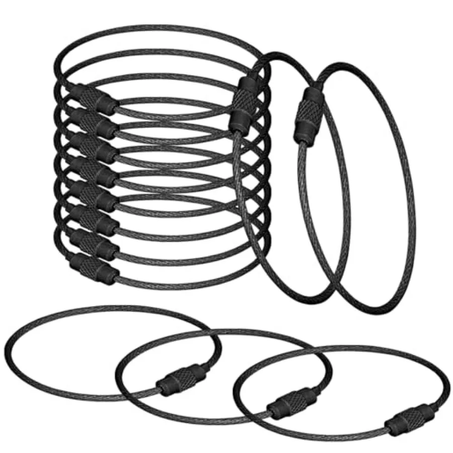 

20 Pack Stainless Steel Key Rings Large Key Ring 6 Inch Wire Keychain Cable Keyring Hoop with Screw Lock for Luggage Tag Loops,