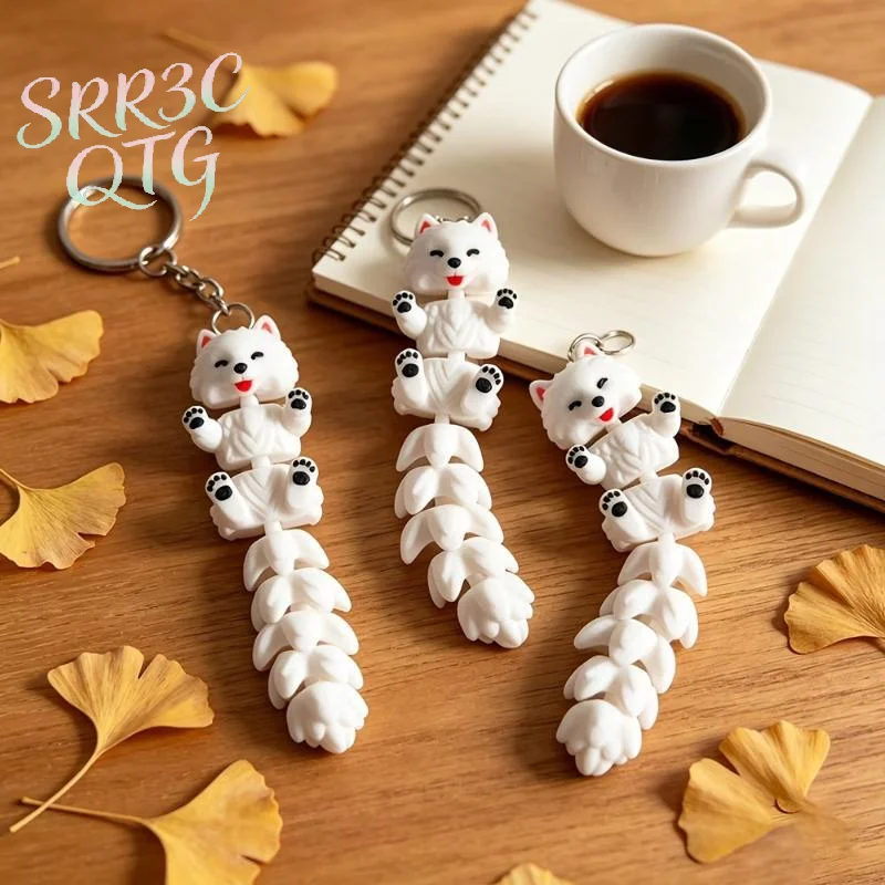 Hot 3D Printed Cute Samoyed Keychain, Durable Pla Plastic, Suitable For Backpacks, Cars, Etc., Suitable For Various Festivals