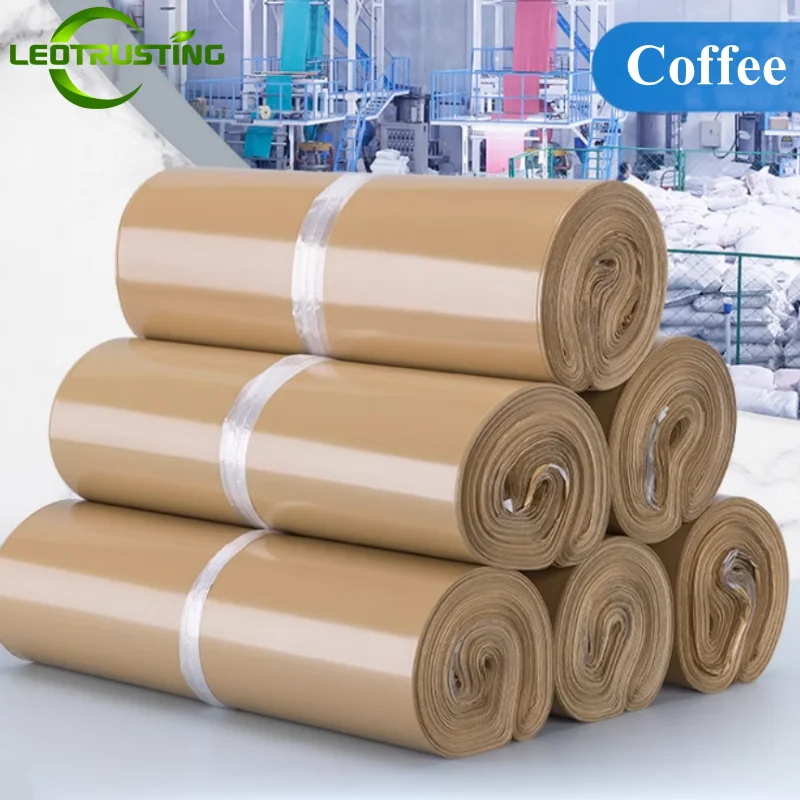 50PCS Coffee Poly Mailer Adhesive Envelope Shipping Bag DIY T-shirt Jacket Bedding Dress Bra Gift Shoes Box Packaging Pouches