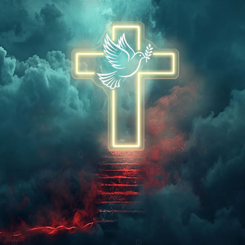 

Cross Neon Led Sign USB Powered 3D Engraving Used for Churches, Religious Gifts, Weddings, Friends Gifts and Many Other Occasion