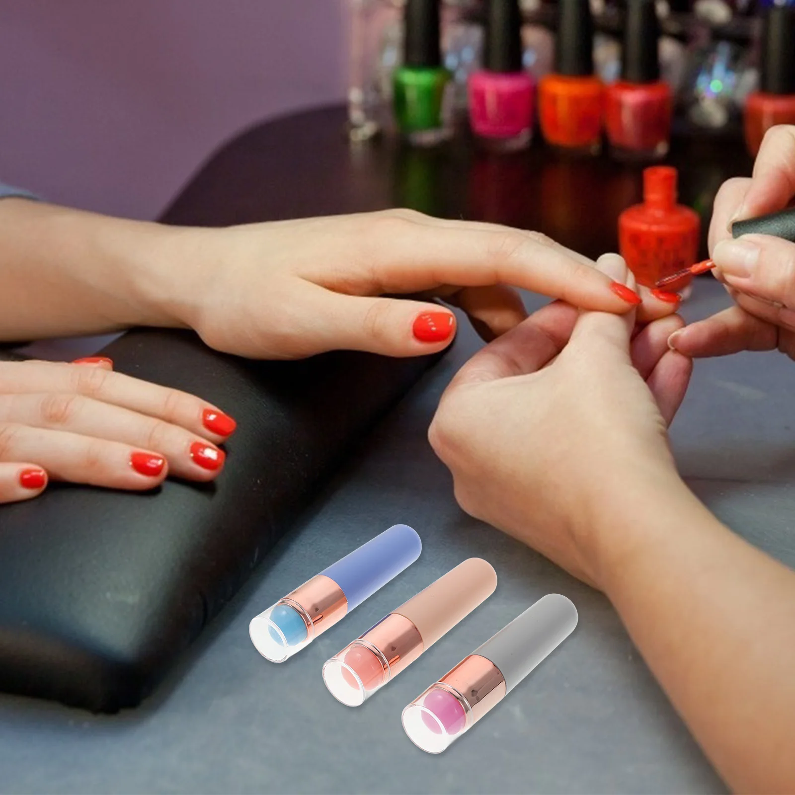 

3Pcs Silicone Nail Art Tool Soft Brush Chrome Powder Applicator Portable Stamping Design Manicure Supplies Nail Painting Tool