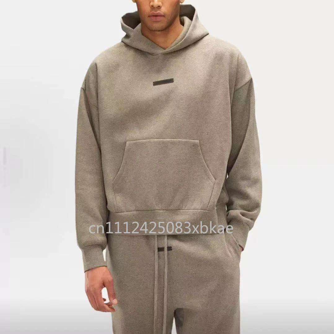 

25SS Double Line Vintage Hoodies Sets Men's Metallic Texture Letter Logo Pants Sets Luxury Design Men's Oversized Street Sets