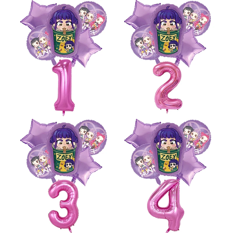 

KPop Demon Hunter Balloon Birthday Party Party Decoration Balloon Cartoon Anime Number Aluminum Film Balloon Children's Gift