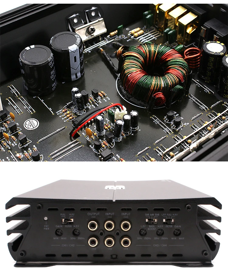 4 Channel 12v Amplifier High Quality Big Power 1200w Class AB Car Audio Amplifier