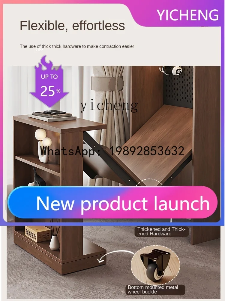 

BGZ7 high-end folding desk bookcase integrated small apartment corner study table home against the wall bedroom study table
