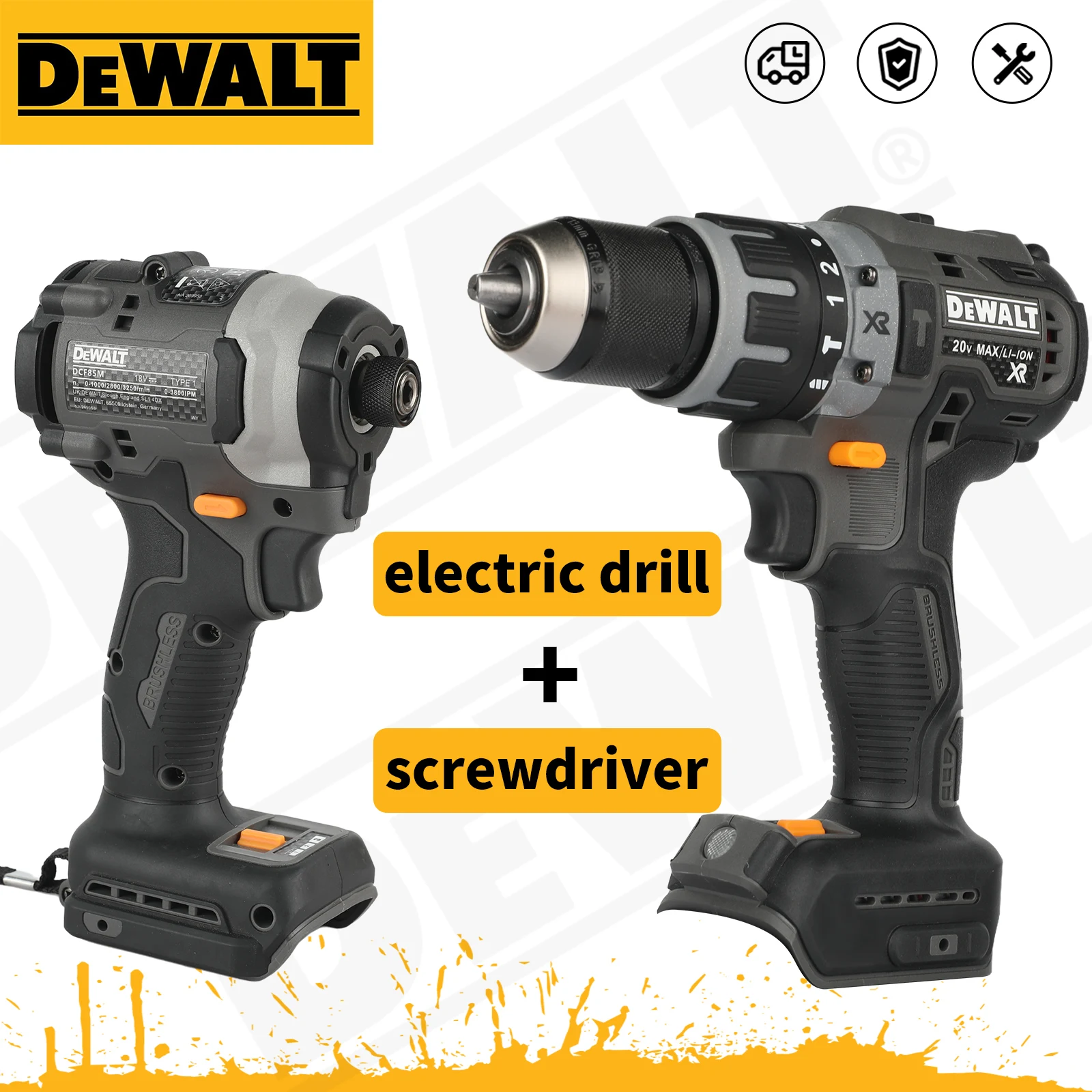 

Набор электроинструментов DeWalt D85M и Q850M: литиевая бесщеточная дрель-шуруповерт, электрическая дрель, ударная дрель