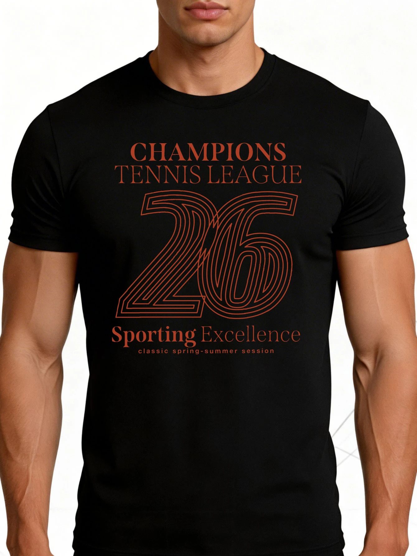 Casual Sports Style Men's T-Shirt Championship Tennis League 26 Sports Excellence Classic Spring/Summer Collection Designed for Sports Enthusiasts and Tennis Fans