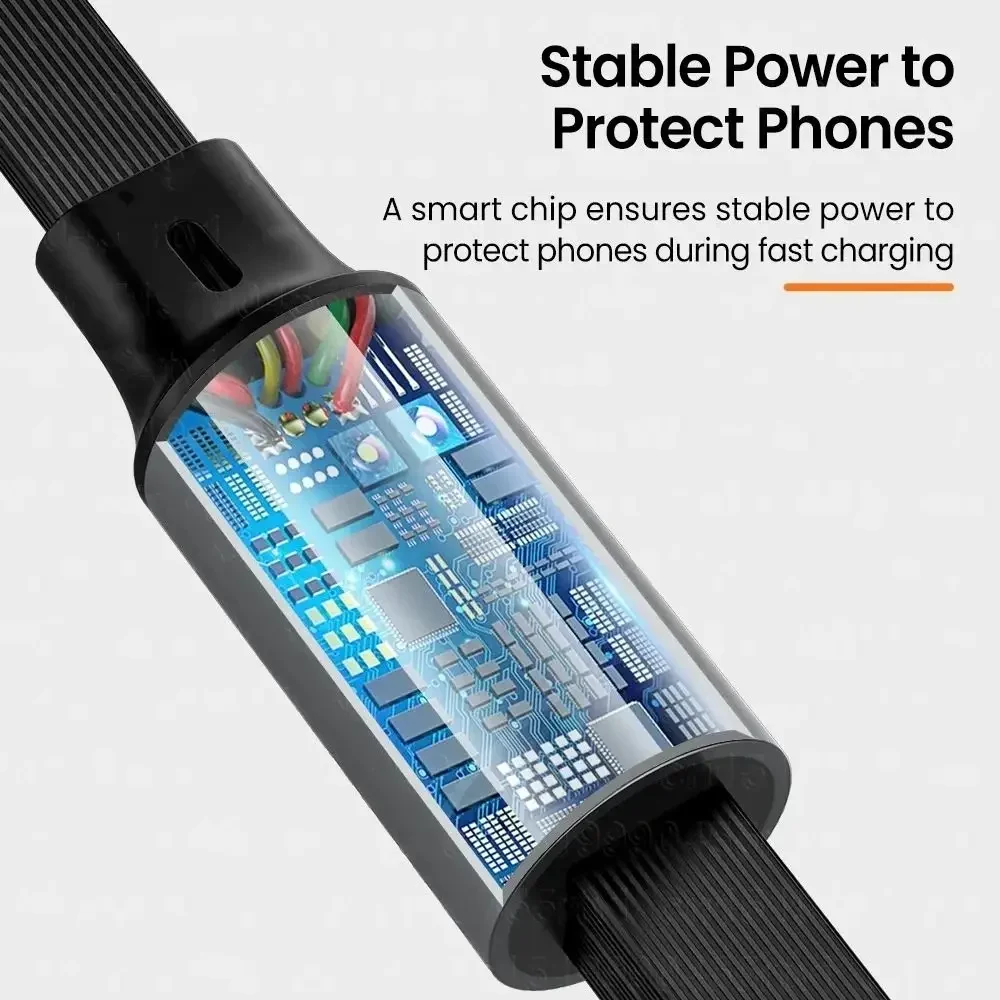 3in1 Retractable 6A 100W USB Cable for iPhone 14 13 12- USB To 8 pin/Type C/Micro Fast Charge Cable for Huawei Data Cable image 6