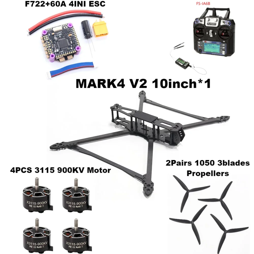 B-CUBE Mark4 V2 8/9/10 polegadas F722 Controle de vôo 45/60A 4INI ESC Rack Drone FPV Fibra de carbono PV Racing Drone Quadcopter Freestyle