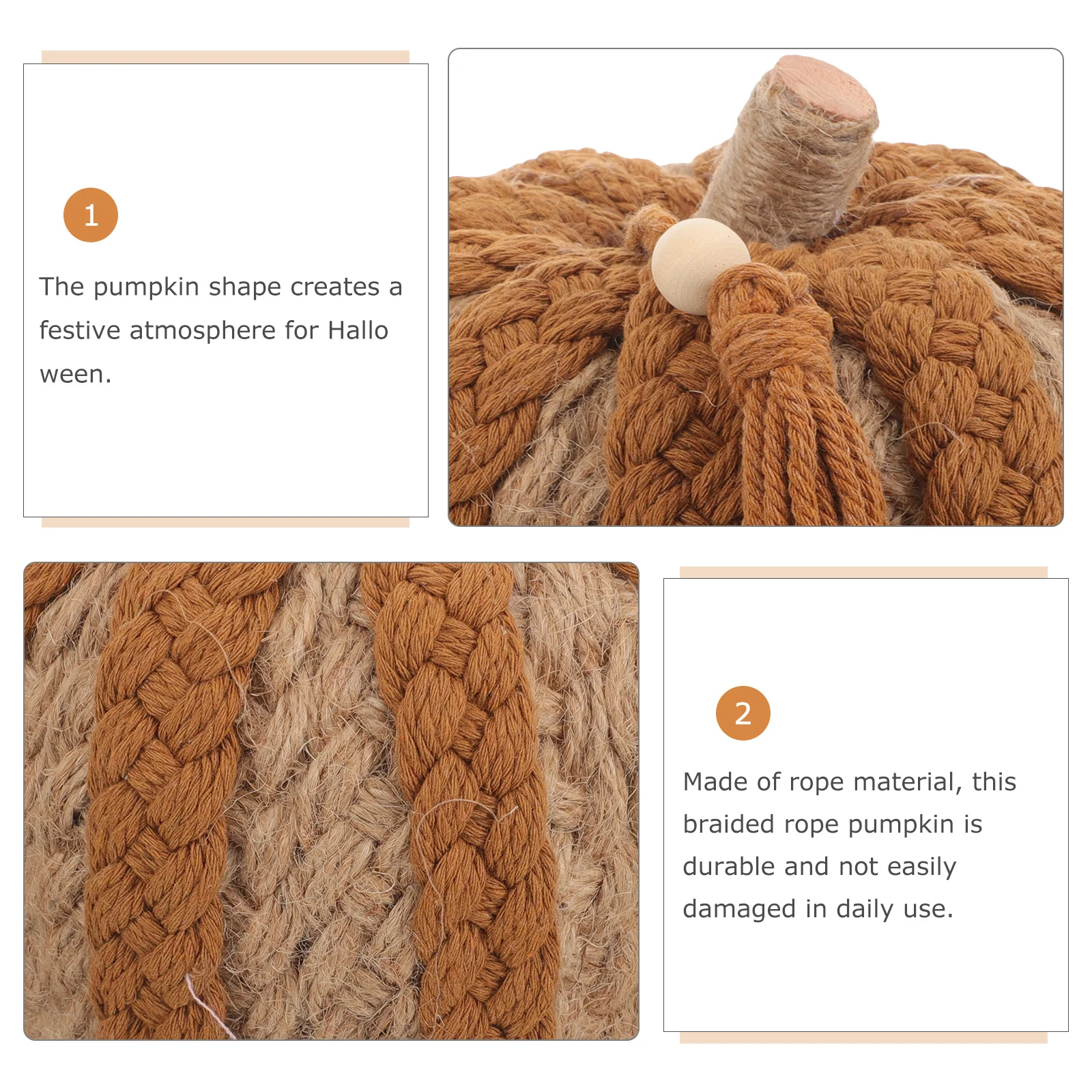 

Simulation Pumpkin Decor Braided Rope Design Lightweight Halloween Tabletop Adorn Supplies Simulation Pumpkin