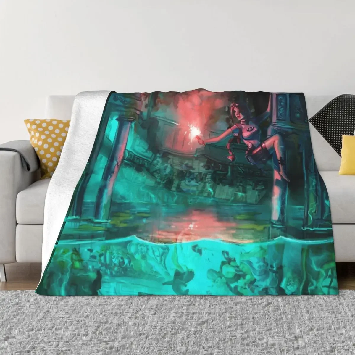 Wreck of the Maria Doria - Tomb Raider 2 - Lara Croft Art by Eliott Cha'coco Throw Blanket warm winter Furrys Blankets