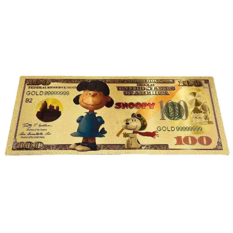 Billet commémoratif de dessin animé Disney SnoAmendments, feuille d'or en plastique, collection de cadeaux mignons, cadeau de vacances, jouets pour enfants, Kawaii