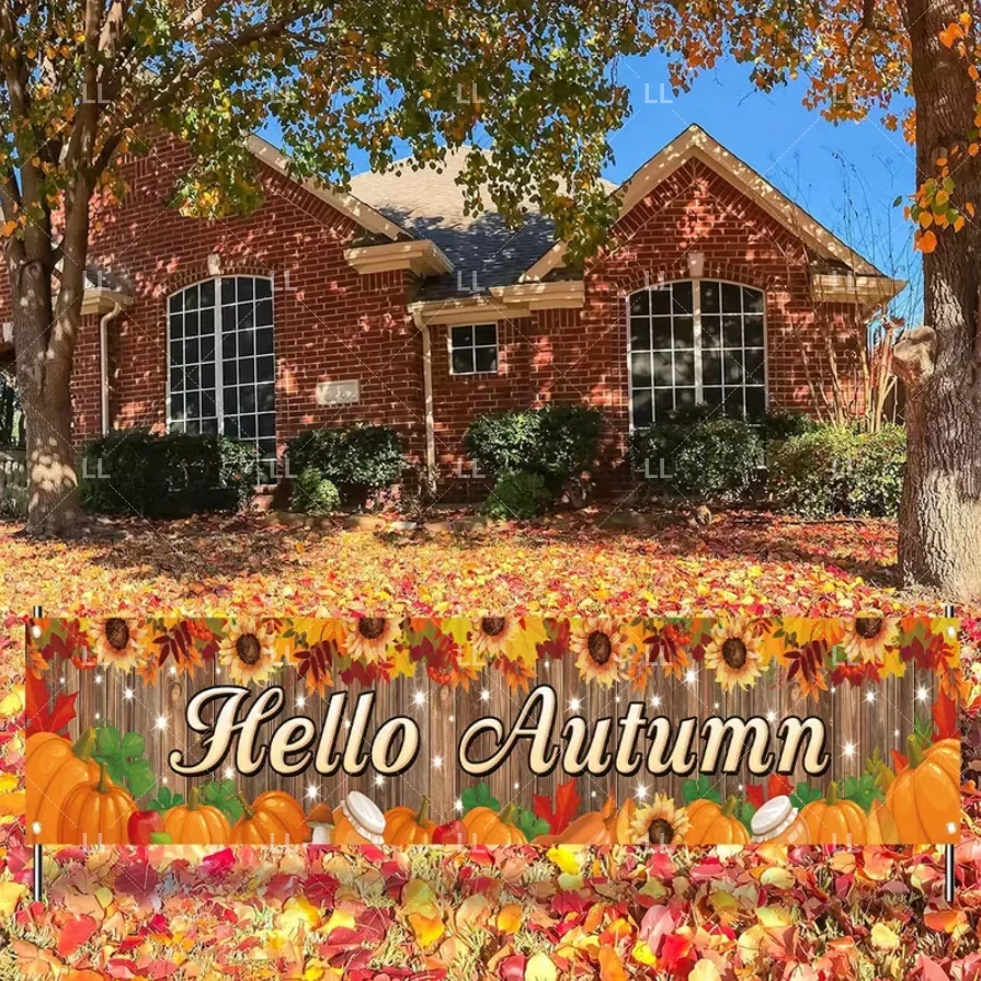 Thanksgiving Day Autumn Banner Decoration Barn Pumpkin Fall Harvest Backdrop Turkey Photo Background Outdoor Fence Supplies