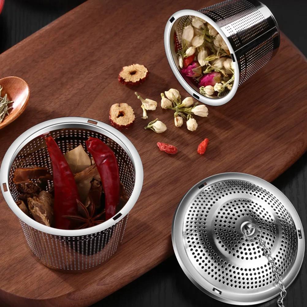 

Stainless Steel Seasoning Strainer Ball 304 Mesh Filter Sphere Tea Diffuser Spice Basket Hook Chain Pot Kitchen Bar Tools