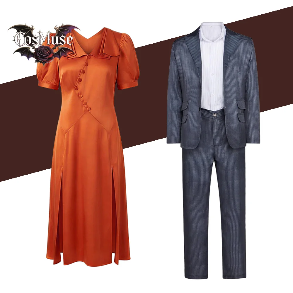 

Women Bride Frankenstein Cosplay - Orange Dress Movie Roleplay Clothing Disfraz Set Outfits Halloween Carnival Party Suit