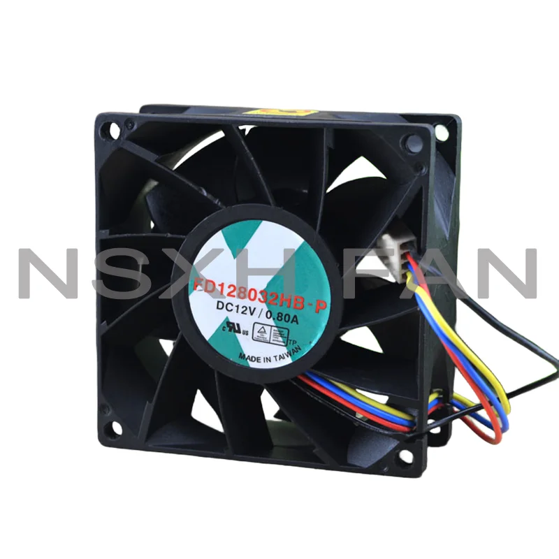 FD128032HB-P-ventilador de refrigeración, 12V, 0.80A, 8032, 8CM, 4 cables