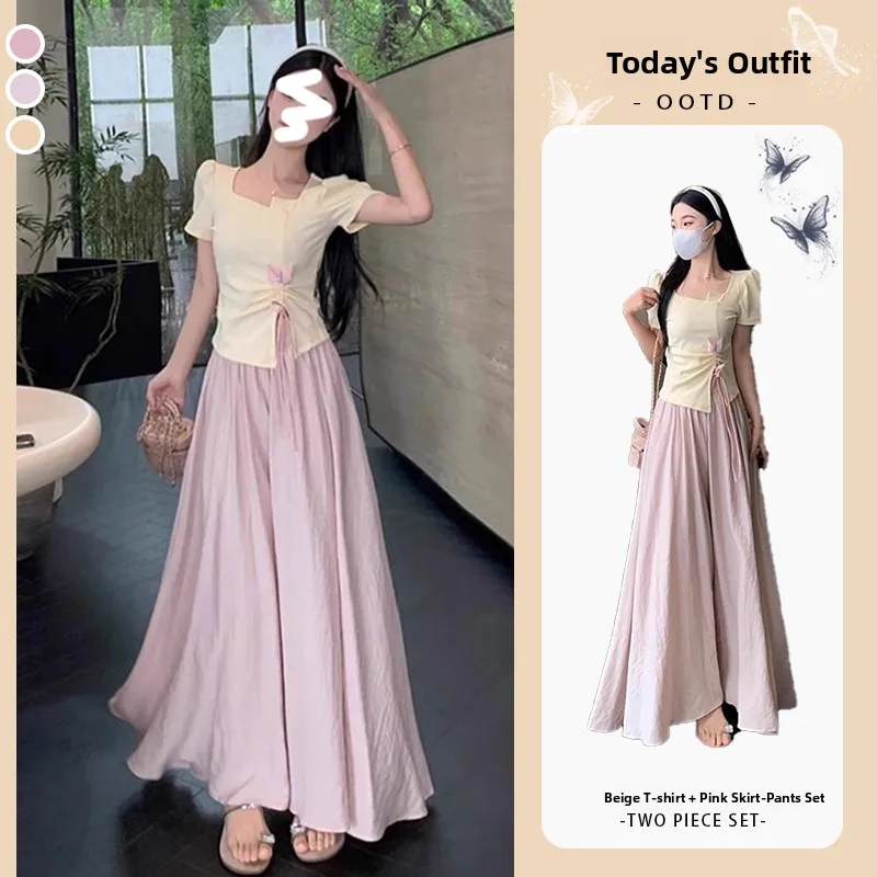 

Женская футболка ort Sve с квадратным воротником и узлом, дизайнерская юбка для тела, комплект из двух предметов, футболка oulder