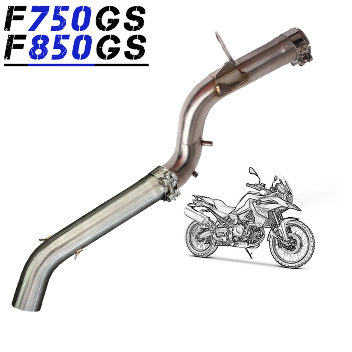 1-ピースオートバイの排気管ステンレス鋼中間セクション-bmw-オートバイ-f750gs-850gs-中間セクションに適しています