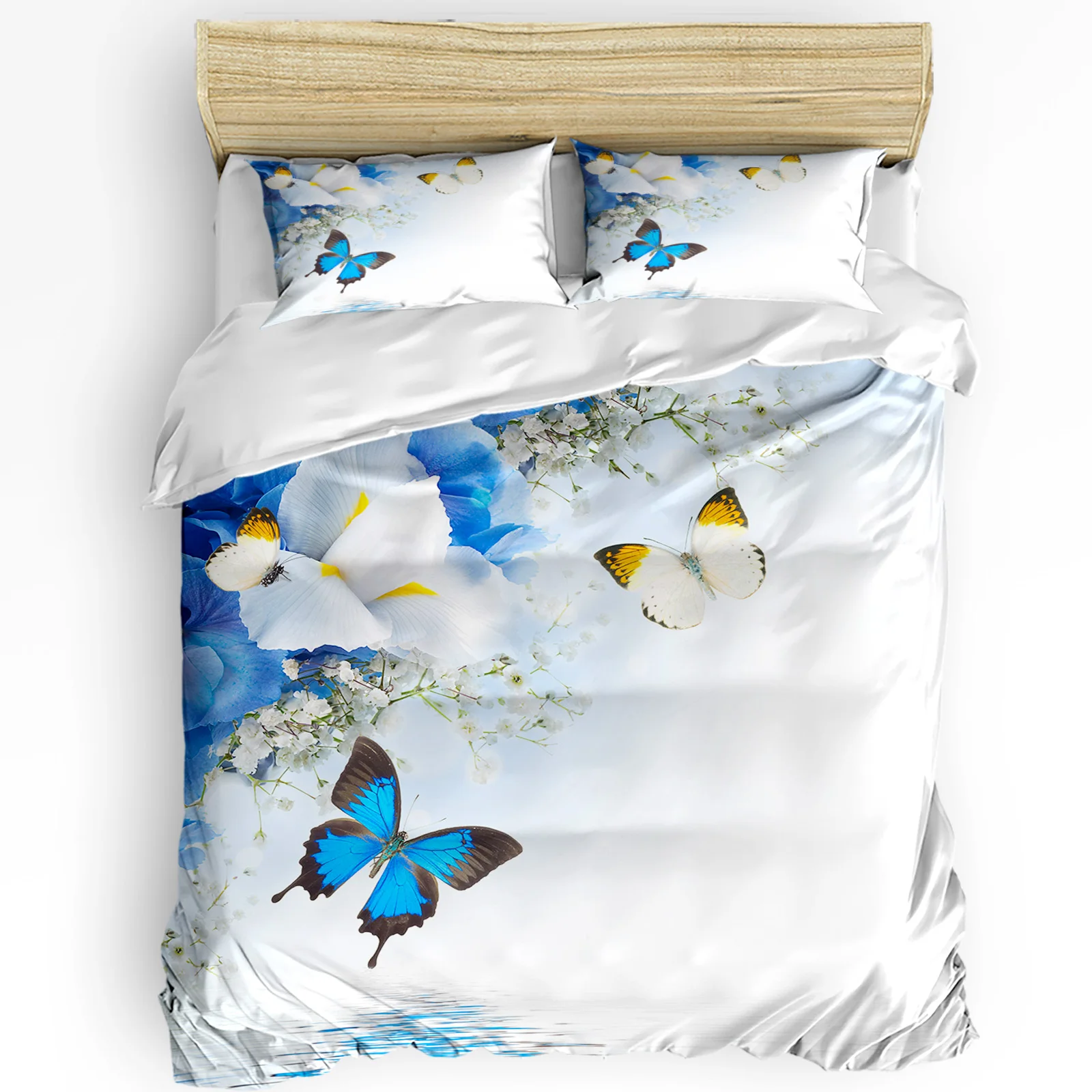 

Blue Butterfly Flower Bedding Set 3pcs Boys Girls Duvet Cover Pillowcase Kids Adult Quilt Cover Double Bed Set Home Textile