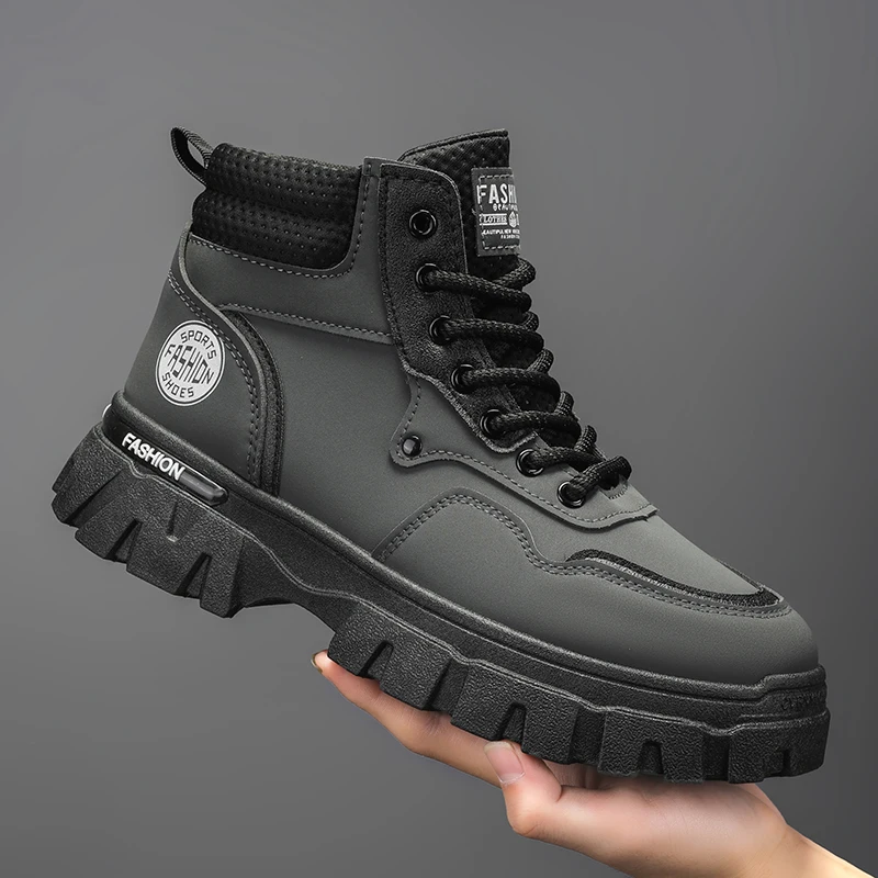 

Модные мужские ботинки, зимние рабочие ботинки с высоким берцем, дышащие удобные мужские ботильоны, Нескользящие мужские классические кроссовки