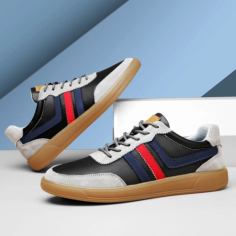 أحذية رياضية عالية للرجال ذات قاع مسطح ومحبوبة بالألوان مع ربط وتهوية ومضادة للانزلاق ومريحة على الموضة الكلاسيكية #5